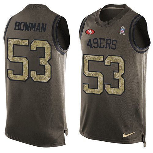 Men's Limited NaVorro Bowman Nike Jersey Green - #53 Salute to Service Tank Top NFL San Francisco 49ers